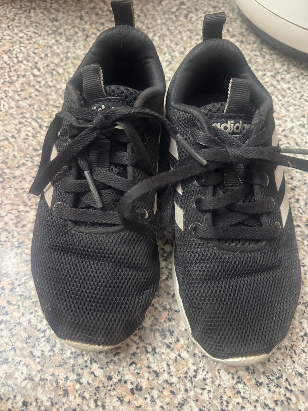 adidas cloudfoam Kids Black and White Mesh Athletic Sneakers
